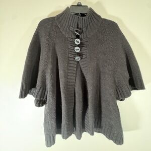 Calvin Klein Cardigan Black XL 4 Large Button Sweater Cape Layering Classic VTG